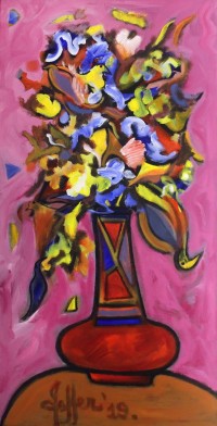 Wahab Jaffar, 48 x 24 Inch, Acrylic on Canvas,  Floral Painting, AC-WJF-055